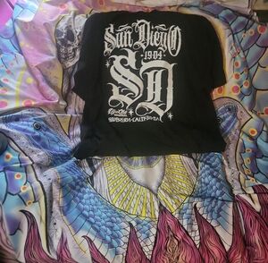 Black Graphic T-Shirt with San Diego Print